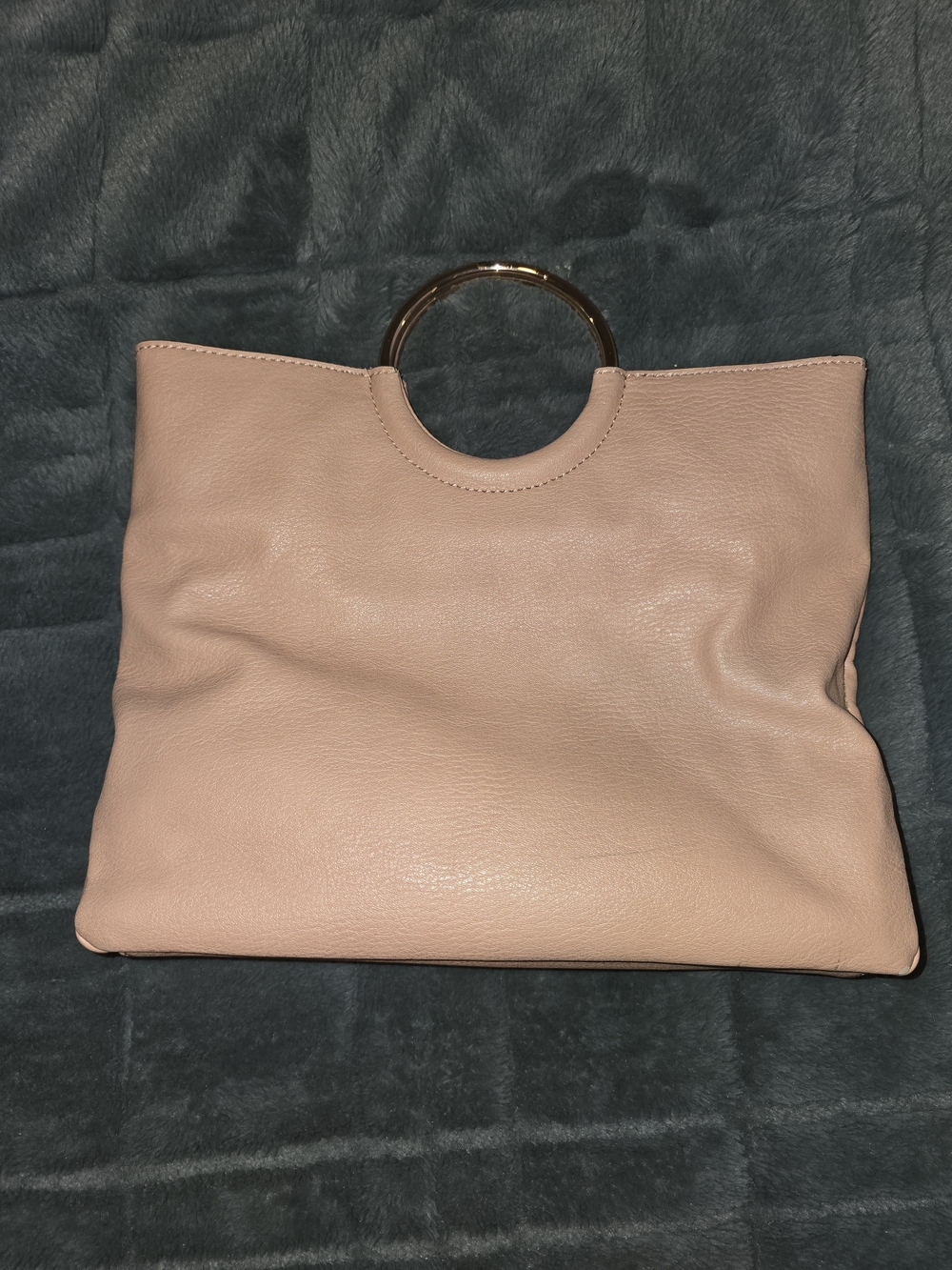 Lauren Conrad Women’s Pink Leather Top-Handle Tote with Gold Ring